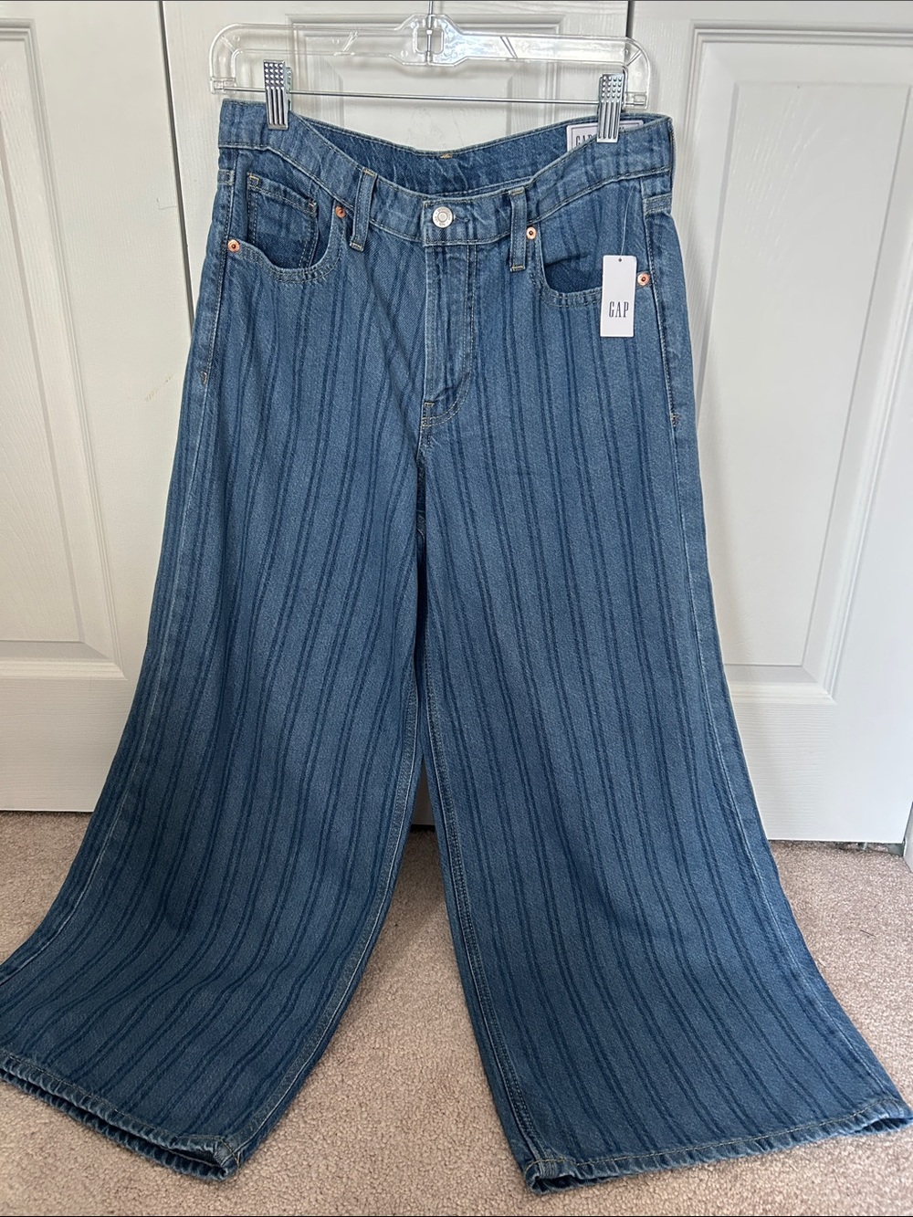 GAP Striped Baggy Mid Rise Jeans size 4P NWT